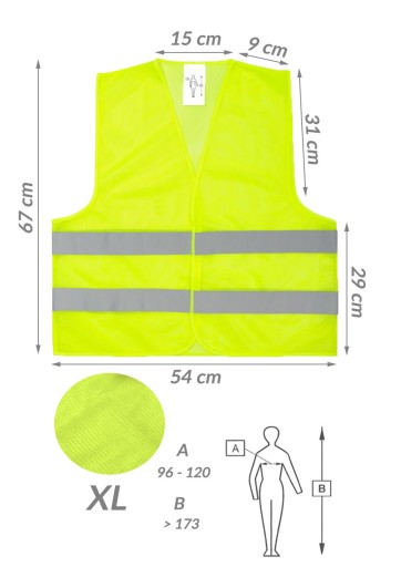 ПЕРВЫЙ КОМПЛЕКТ DIN 13164 ЖИЛЕТ ДЛЯ НАКОНЕЧНИКА РОТА XL ЖЕЛТЫЙ ДОРОЖНЫЙ ТРЕУГОЛЬНИК