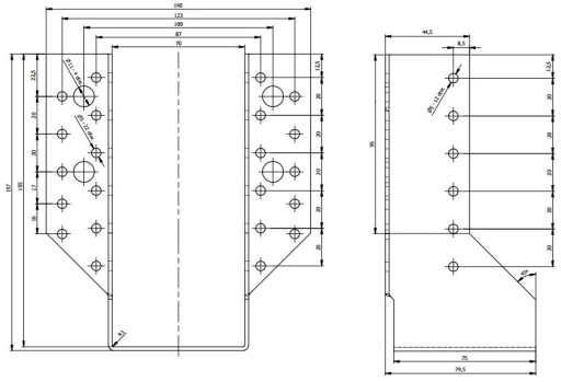 СОЕДИНИТЕЛЬ КРОНШТЕЙНА БАЛКИ WB22 70x155 СЕРТИФИКАТ