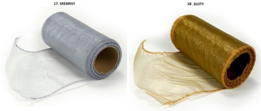 ORGANZA OBSZYTA ORGANTYNA ROLKA 19 KOLORÓW 9m/39cm