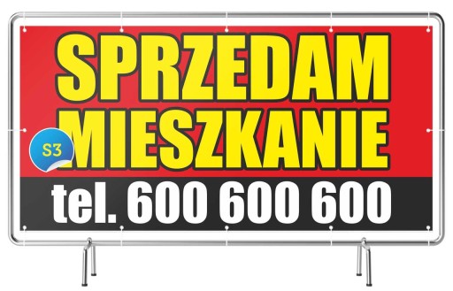 Baner reklamowy 2x1m Sprzedam Wynajmę Kupię DOM/Działkę Mieszkanie Wzory