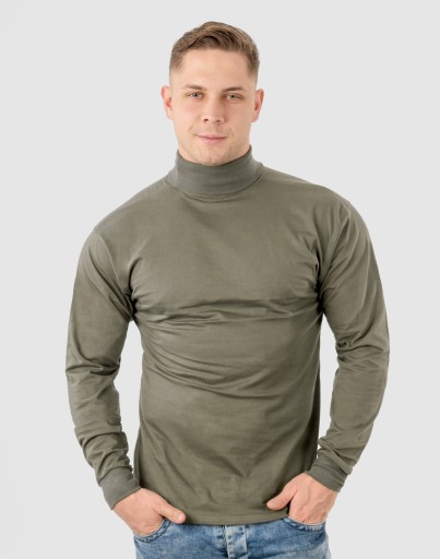 Elegancki Sweter Golf Męski Golfy WXM 4XL oliwkowy