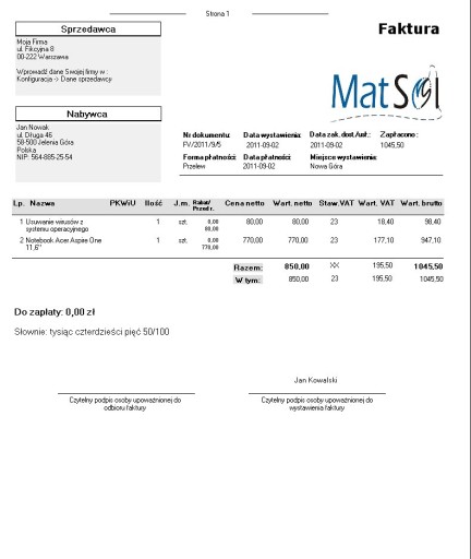 mFaktura Standard 7 BOX, программа выставления счетов