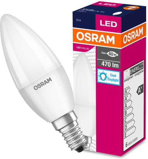 Светодиодная лампа CANDLE B40 E14 5.7W 470lm 6500K OSRAM