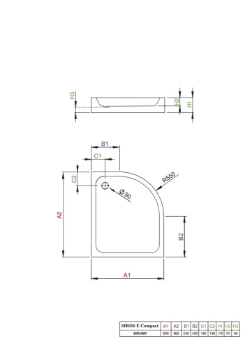 Brodzik SIROS E compact 80x90 Radaway