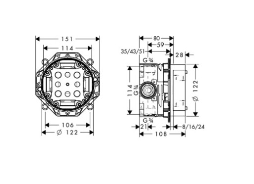 Hansgrohe Logis скрытого монтажа с дождевиком. 25 см