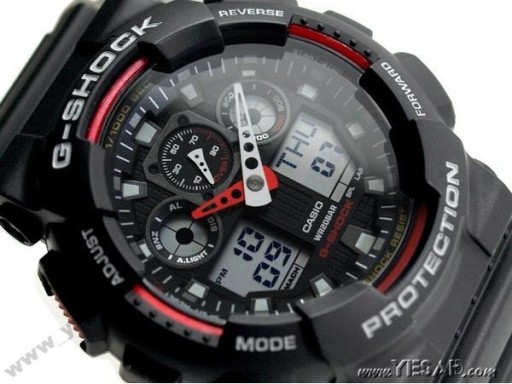 Черные спортивные мужские часы на ремешке Casio G-Shock GA-100 1A4ER + ГРАВИРОВКА