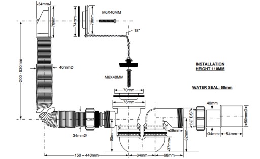 Сифон для ванны McAlpine 50 мм