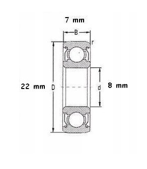 Подшипник шариковый однорядный 608 RS CX 8x22x7