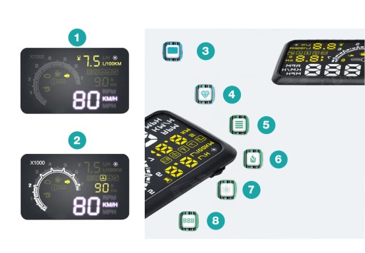 ДИСПЛЕЙ ПРОЕКТОР LED LCD HUD OBD2 5.5 ЧАСЫ