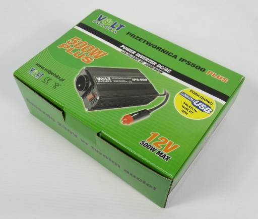12V 500W PRZETWORNICA SAMOCHODOWA NAPIĘCIA 230 USB