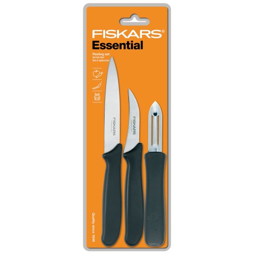 Скребковый нож 7,5 см, нож для очистки 11 см, овощечистка 6 см Fiskars Essential