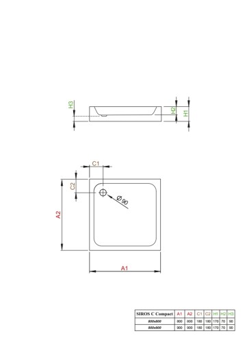 Компактный душевой поддон SIROS C 90x90 Radaway