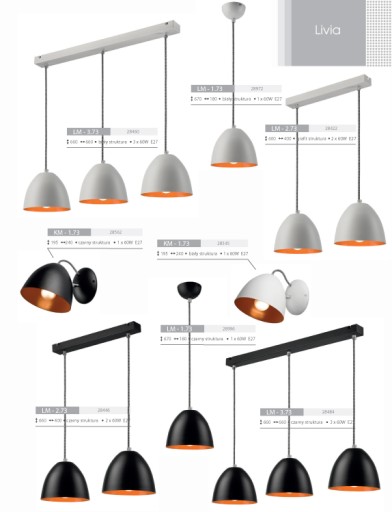 5 LAMPA WISZĄCA LIVIA LOFT METALOWA CZARNA ORANGE