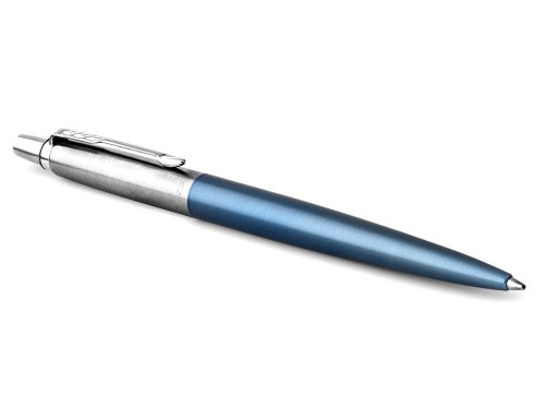 Шариковая ручка Parker Jotter Steel Waterloo Blue, с гравировкой