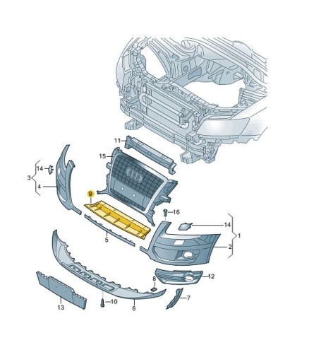 ЗАКРЫВАТЕЛЬ ПЕРЕДНЕГО НИЖНЕГО БАМПЕРА AUDI Q5 8R
