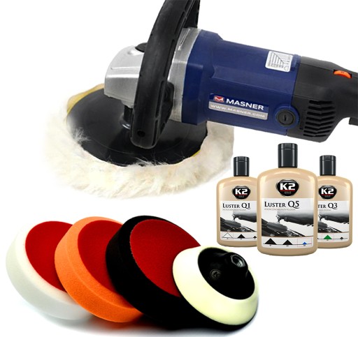 MASNER POLISHER 3 x ПАСТЫ 3 x ТОЛЩИЕ губки на липучке PRO