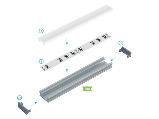 ТЕРРА АНОДИРОВАННЫЙ АЛЮМИНИЕВЫЙ ПРОФИЛЬ ДЛЯ СВЕТОДИОДНОЙ ЛЕНТЫ ДЛИНОЙ 1М