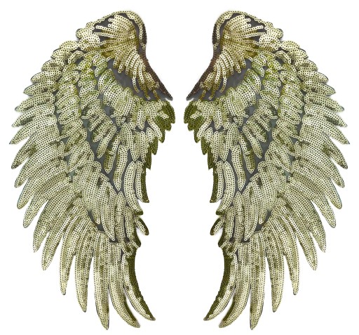 Термонашивка с пайетками Gold Wings БОЛЬШАЯ 34см