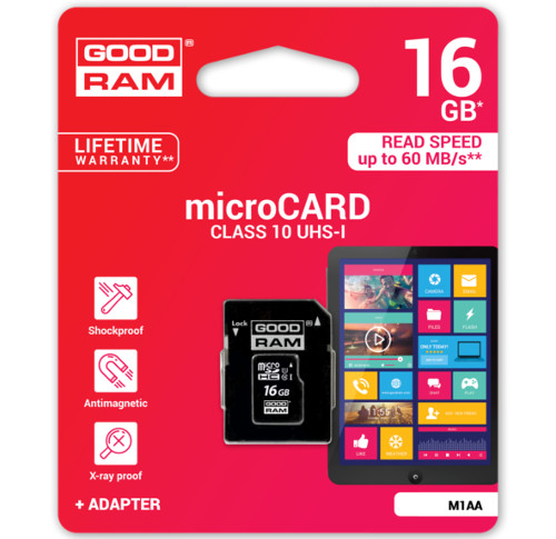 КАРТА ПАМЯТИ GOODRAM MICRO SD 16 ГБ КЛАСС 10 UHS