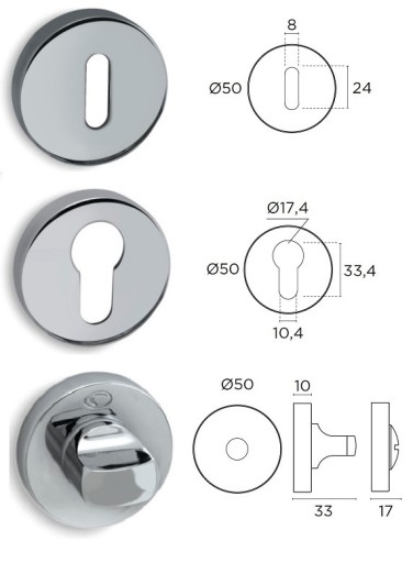 Klamka 2195 rozeta okrągła chrom/czarny mat Convex