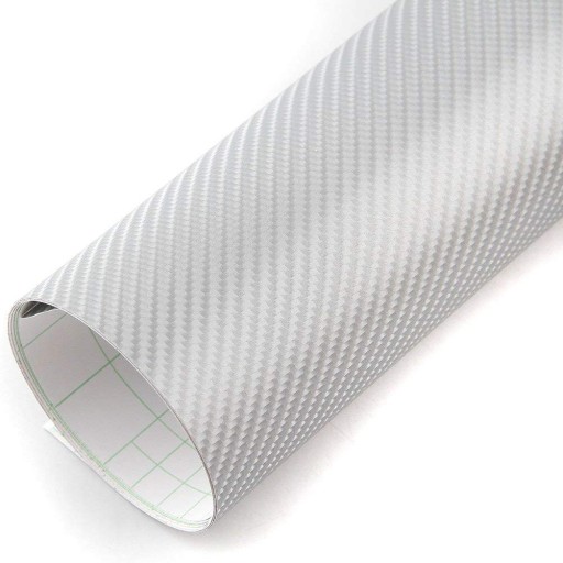 FOLIA OKLEINA CARBON 4D POŁYSK SREBRNA 152 x 10 cm
