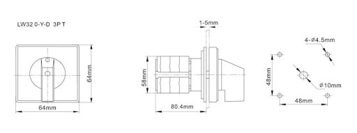 Кулачковый переключатель 32А 0-Y-D 3P панель IP65