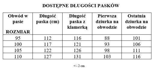 SKÓRZANY PASEK MĘSKI SKÓRA CZARNY 110 cm do spodni