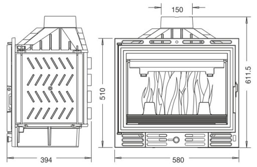 WKŁAD KOMINKOWY UNIFLAM 600 8 KW KOMINEK ruszt