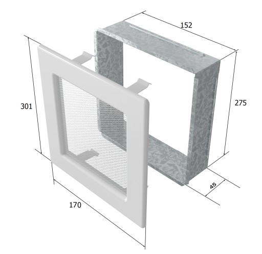 Решетка вентиляционная для камина 17х30 Жалюзи белые