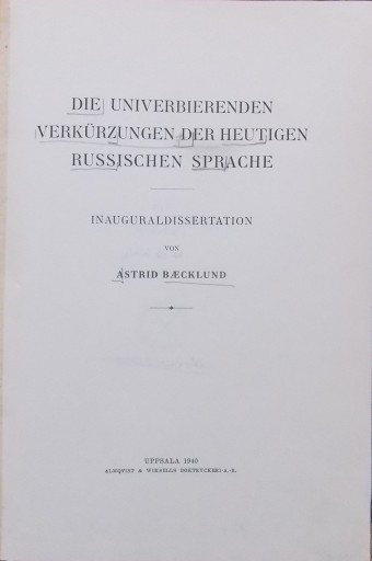 A. Baecklund DIE UNIVERBIERENDEN VERKURZUNGEN DER