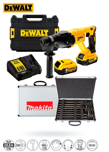 DeWalt DCH133P2 Młotowiertarka 2x 5Ah +MAKITA 17cz