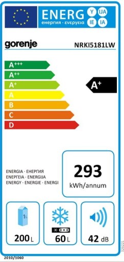 Gorenje NRKI5181LW двухдверный встраиваемый холодильник