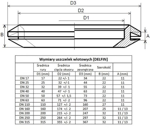 Впускное уплотнение DELFIN DN 110