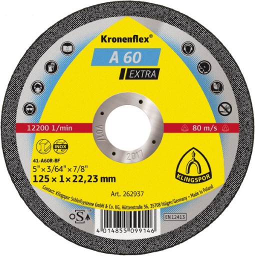 ДИСК РЕЖУЩИЙ 125x1 INOX A60 EX KLINGSPOR
