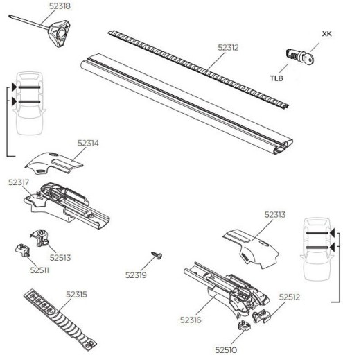 Крепление основания THULE Beams 9584 WingBar EDGE S/M