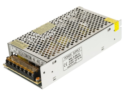 ZASILACZ LED 12V 200W 16,7A Modułowy IP20 DO TAŚM LED CCTV IP20