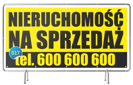 Baner reklamowy 2x1m Sprzedam Wynajmę Kupię DOM/Działkę Mieszkanie Wzory