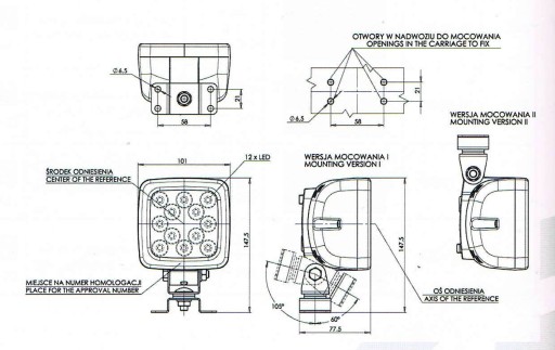 Рабочая лампа W113/807 12 светодиодов 12-24В