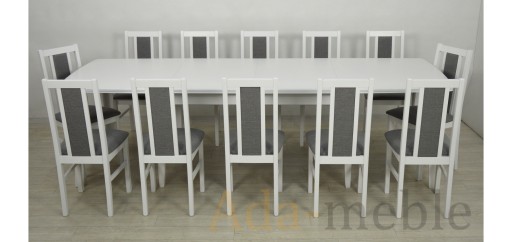 Большой 4-метровый стол + 12 БЕЛЫХ стульев для кухни.