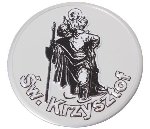 NAKLEJKA EMBLEMAT ALUMINIOWY PATRON ŚW. KRZYSZTOF