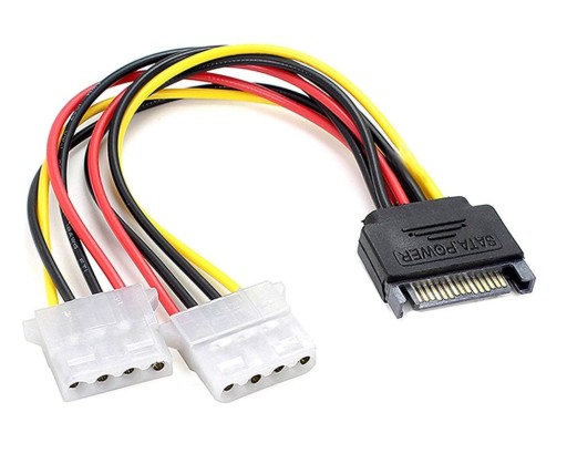 Кабель-адаптер SATA 15-контактный на 2x Molex 4-контактный