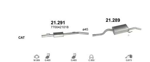 Комплект глушителей Renault Thalia 1.4+1.6+комплект