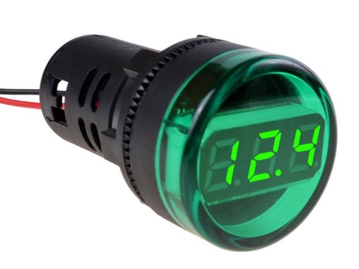 Miernik woltomierz okrągły DC 3-30V zielony LED