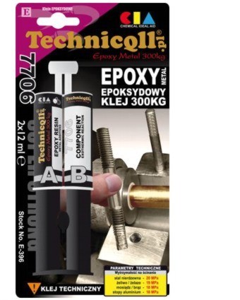 KLEJ 300kg METALOWY EPOKSYDOWY 2x12ml - TECHNICQLL