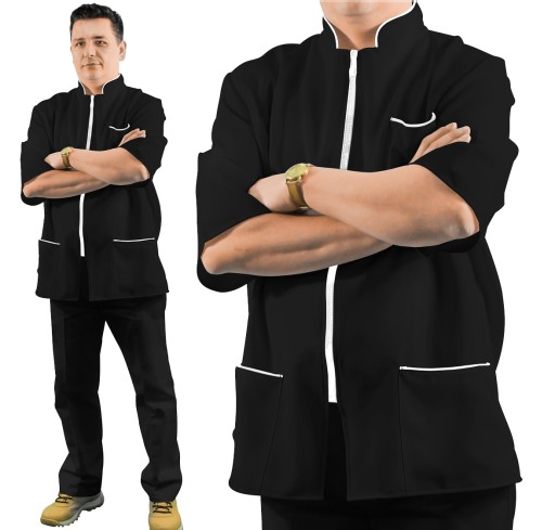 Fartuch męski na suwak ze stójką wys. jakość r.3XL