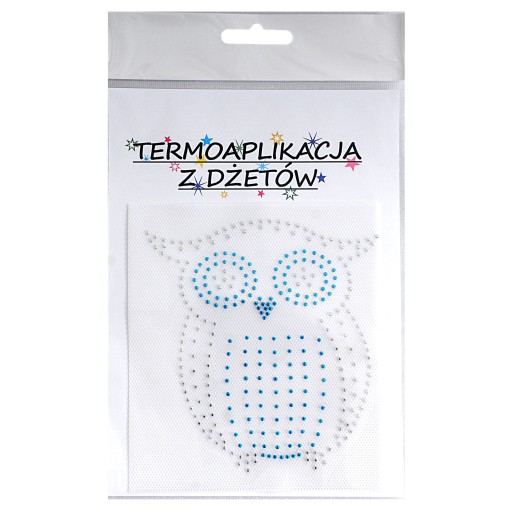 Aplikacje termo z dżetów metalowych Sowa sreb-nieb