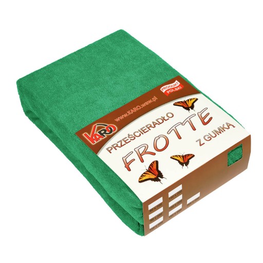 Prześcieradło frotte z gumką 90x200 zielone trawi KARO