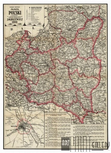 POLSKA mapa administracyjna BAZEWICZ 1930 r.