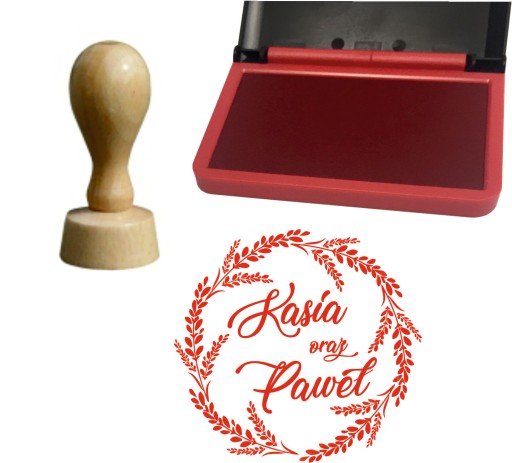 Pieczątka stempel 6 cm + poduszka zaproszenie ślub