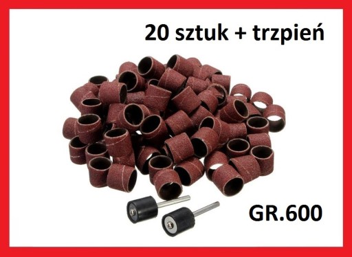 Taśma szlifierska 13 mm gr.600 20 szt + trzpień